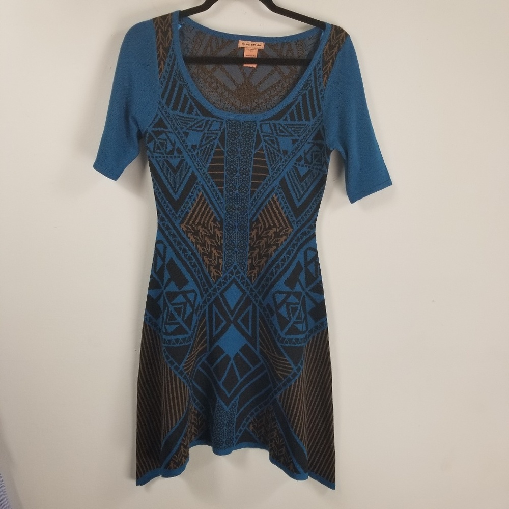 Flying tomato longsleeve sweater dress M geometric